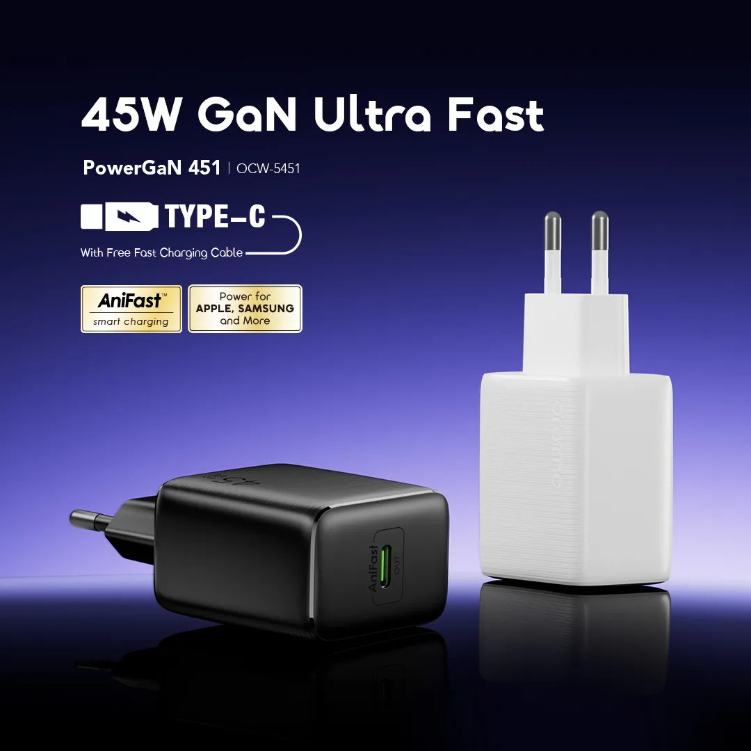 Oraimo PowerGaN 451 45W GaN Ultra Fast Charger (OCW-5451E) | Chargeur USB-C 45W Livraison Gabon | Kadmarket