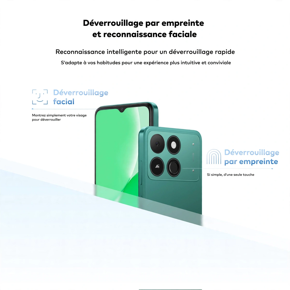 itel A50Cs — Écran 6.6'' qHD+ | 64Go + RAM extensible à 4Go | Batterie 4000mAh | Empreinte digitale & Face ID | Livraison Gabon | Kadmarket
