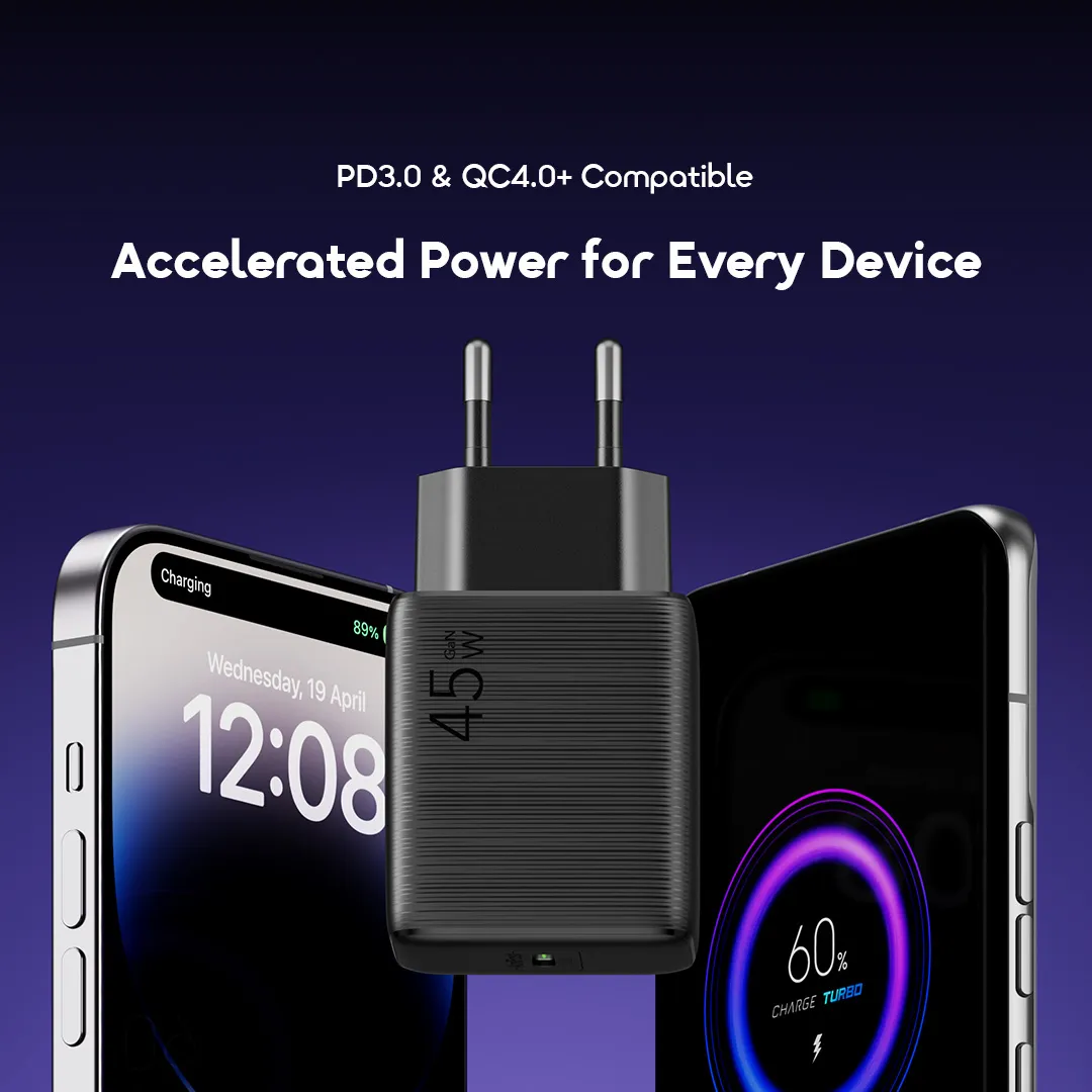 Oraimo PowerGaN 451 45W GaN Ultra Fast Charger (OCW-5451E) | Chargeur USB-C 45W Livraison Gabon | Kadmarket