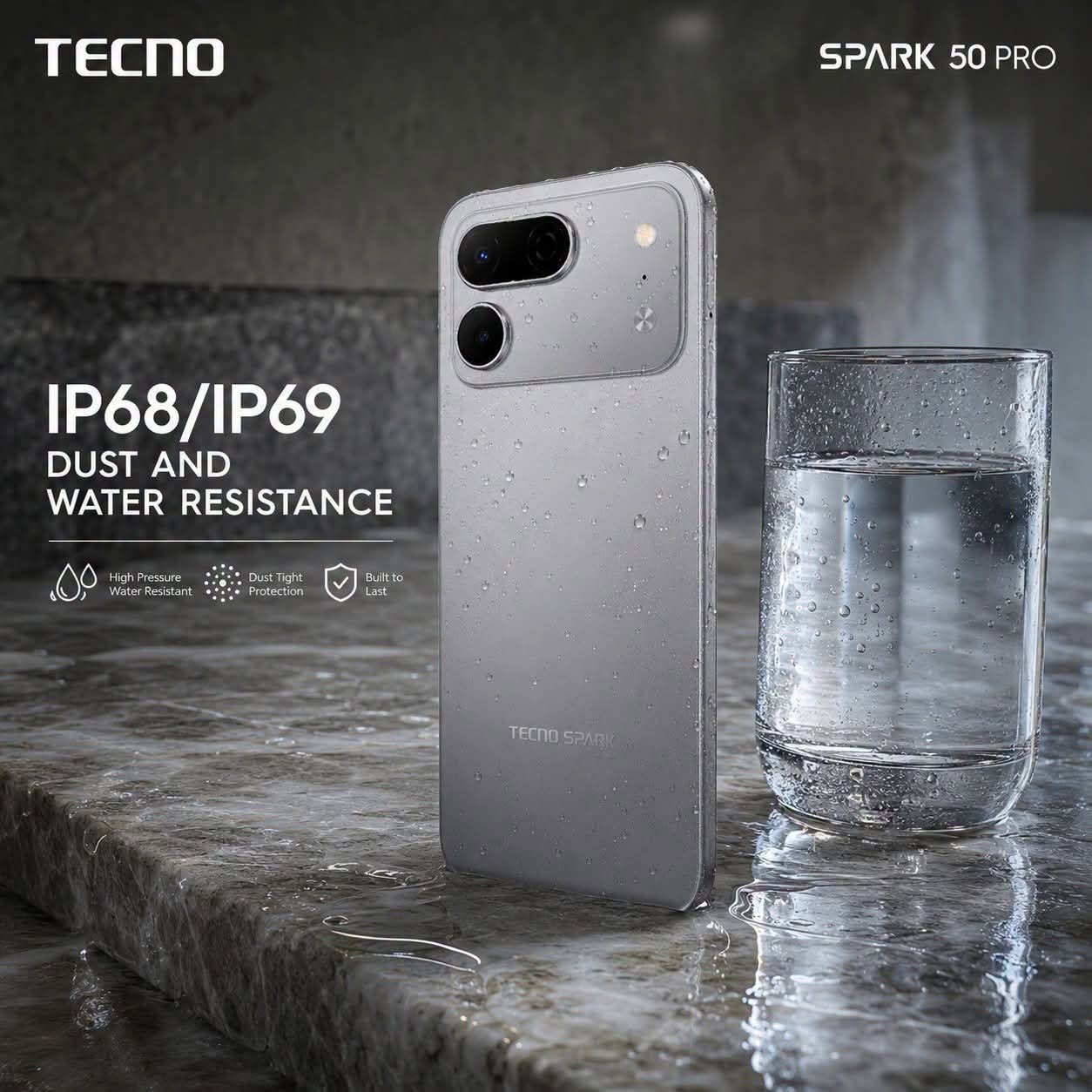 Tecno Spark 50 Pro — Écran 6.78'' 120Hz | Caméra 50MP |256+12GB | IP68/IP69 | Charge 60W | Livraison Gabon | Kadmarket