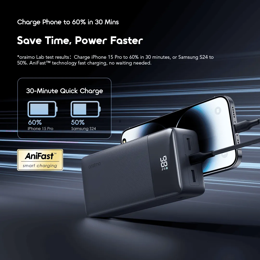 Oraimo PowerNova Q31 OPB-7300Q – Batterie externe 30 000 mAh | Charge rapide 22,5 W | Kadmarket
